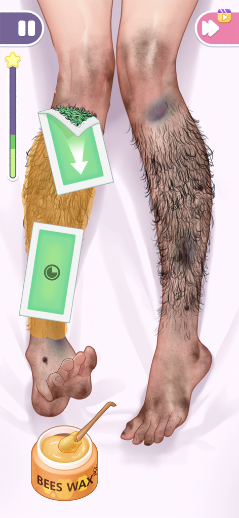 Satisfying leg waxing and hair removal mini game in Skincare Time Makeover ASMR