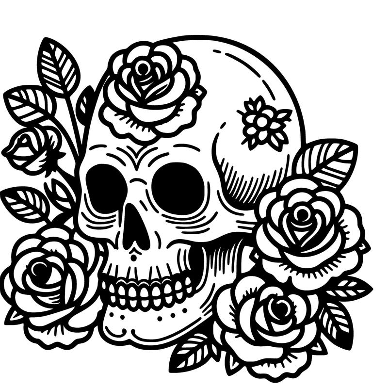 skull with roses