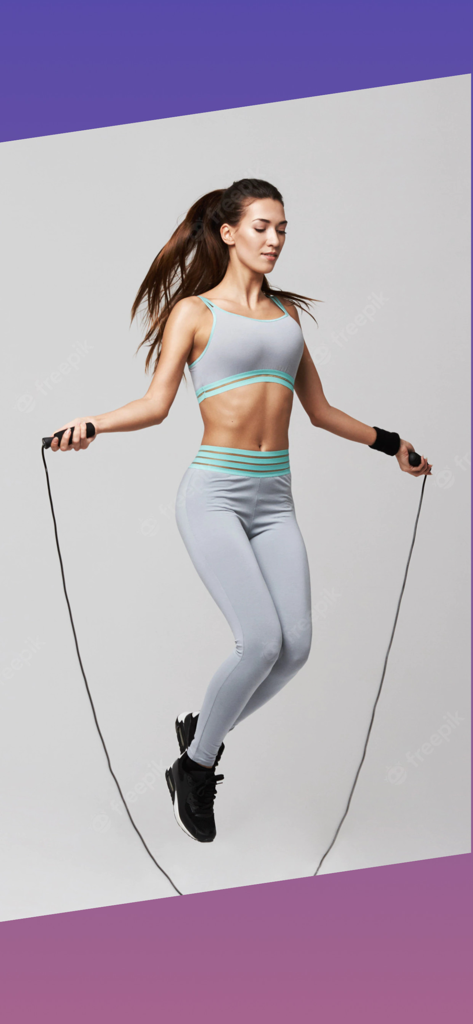 A fit woman in grey athletic wear jumping rope during a fitness workout