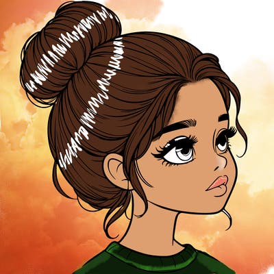 realistic girl with bun
