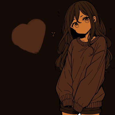 manga teen girl  in a sweater and baggy pants