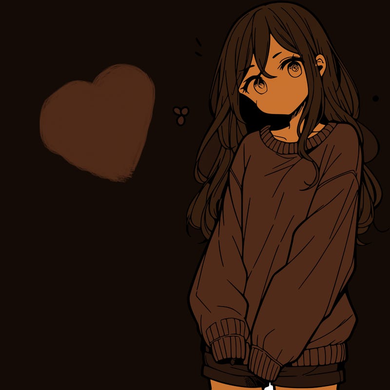 manga teen girl  in a sweater and baggy pants