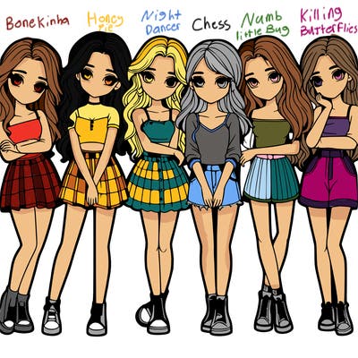 a group of girls realistic