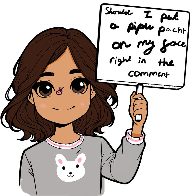 realistic girl holding up a sign