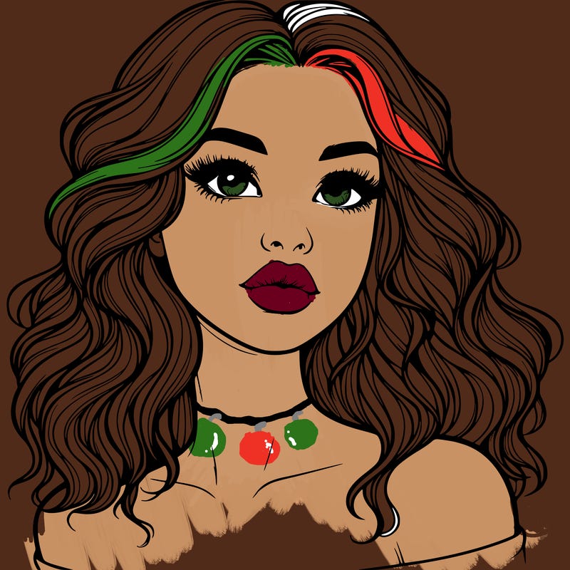 realistic girl with wavy hair and lips