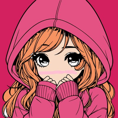 realistic shy girl with hoodie