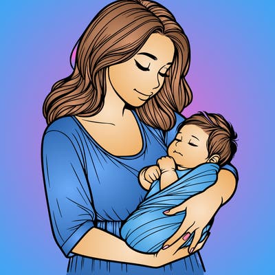 mother holding baby realistic