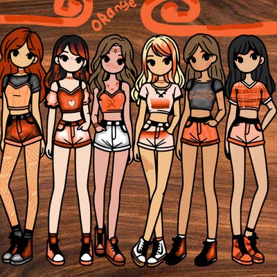 a group of girls wearing crop tops and shorts