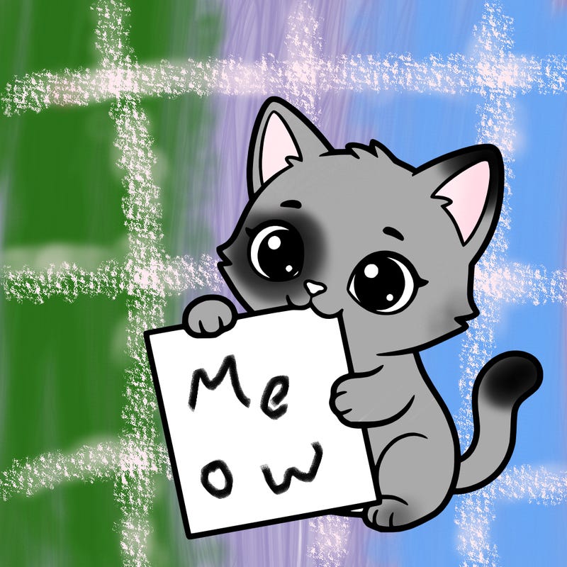 a small cat with a blank sheet of paper in its hand. the cat is sooooooo cute!