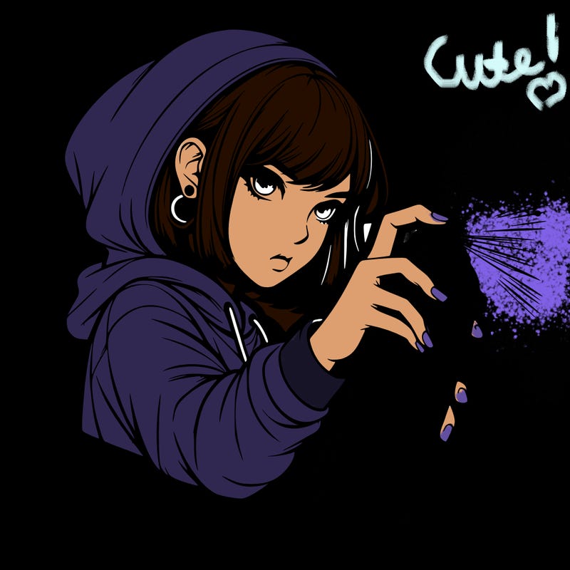 realistic girl spray painting