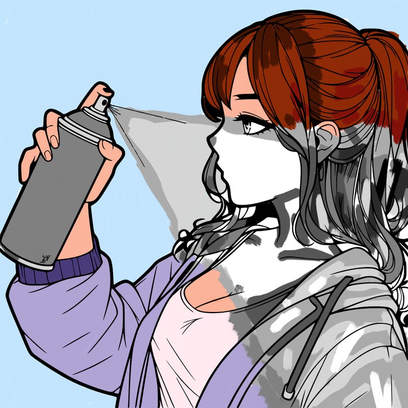 a realistic girl spray, painting
