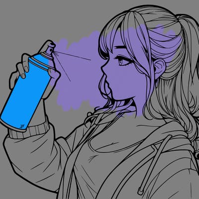 a realistic girl spray, painting
