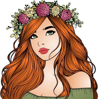 realistic girl with flower crown