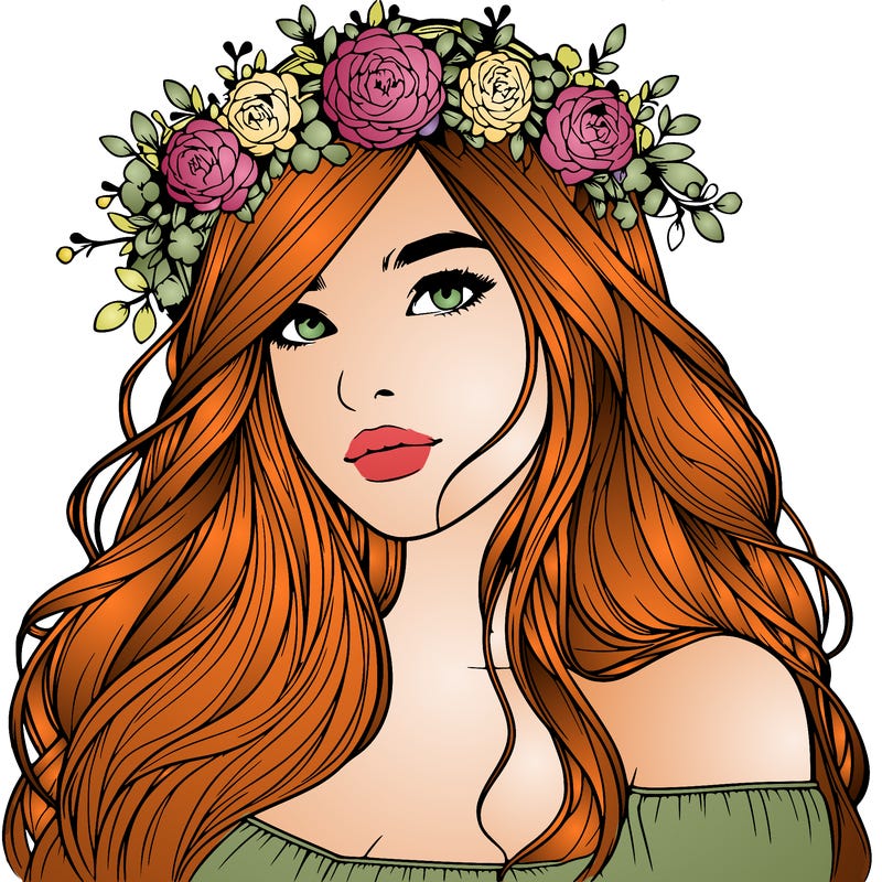 realistic girl with flower crown