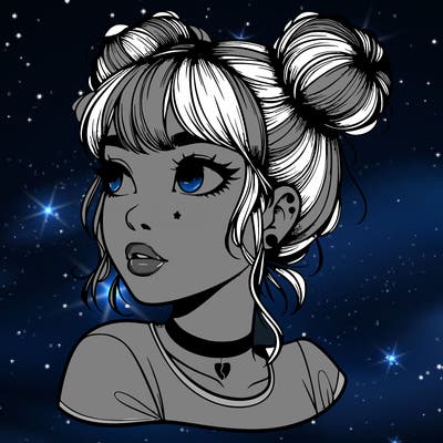 realistic girl with spacebuns