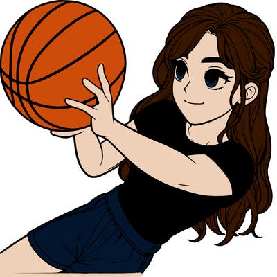realistic girl playing basketball