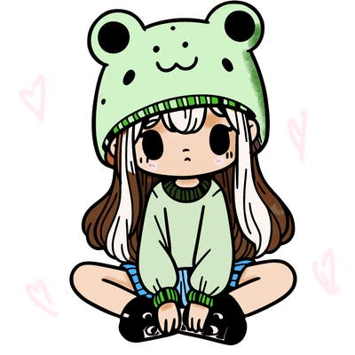 a girl wearing a frog hat and some frog socks