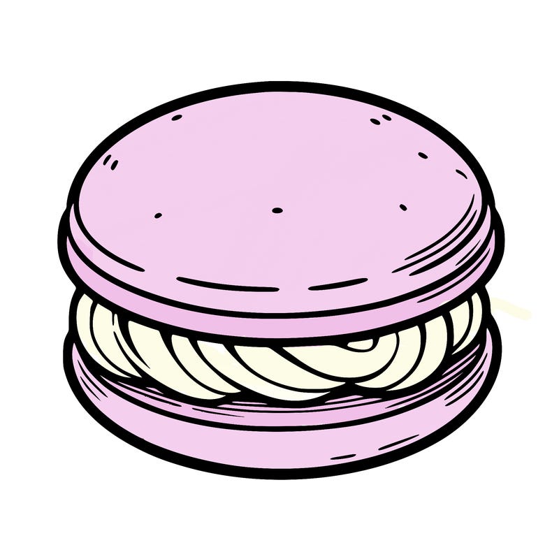 a delicate french macaron with a smooth shell and creamy filling coloring page