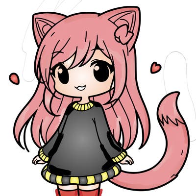 girl with cat ears and tail