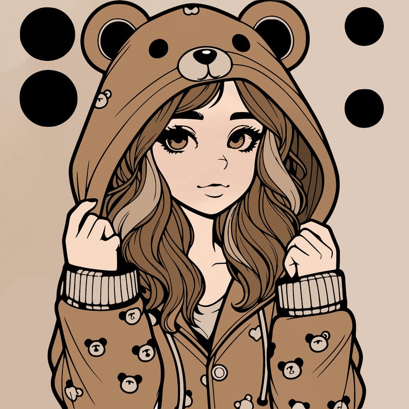 realistic girl in a animal pjs hoodie