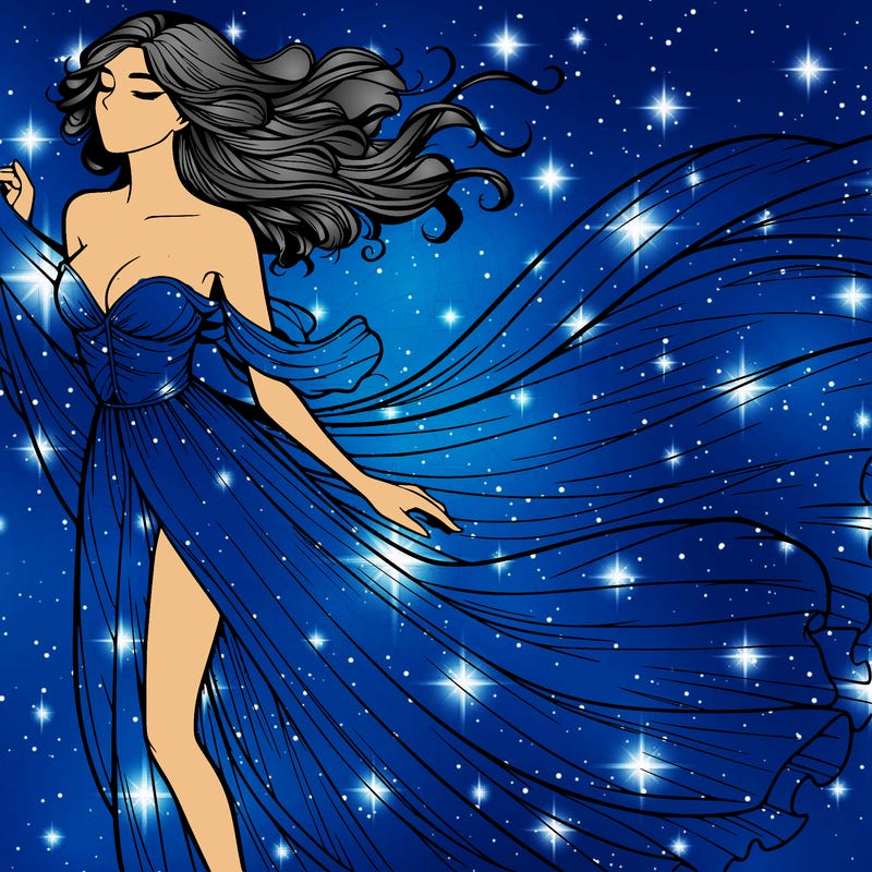 realistic woman in dress flowing the the wind