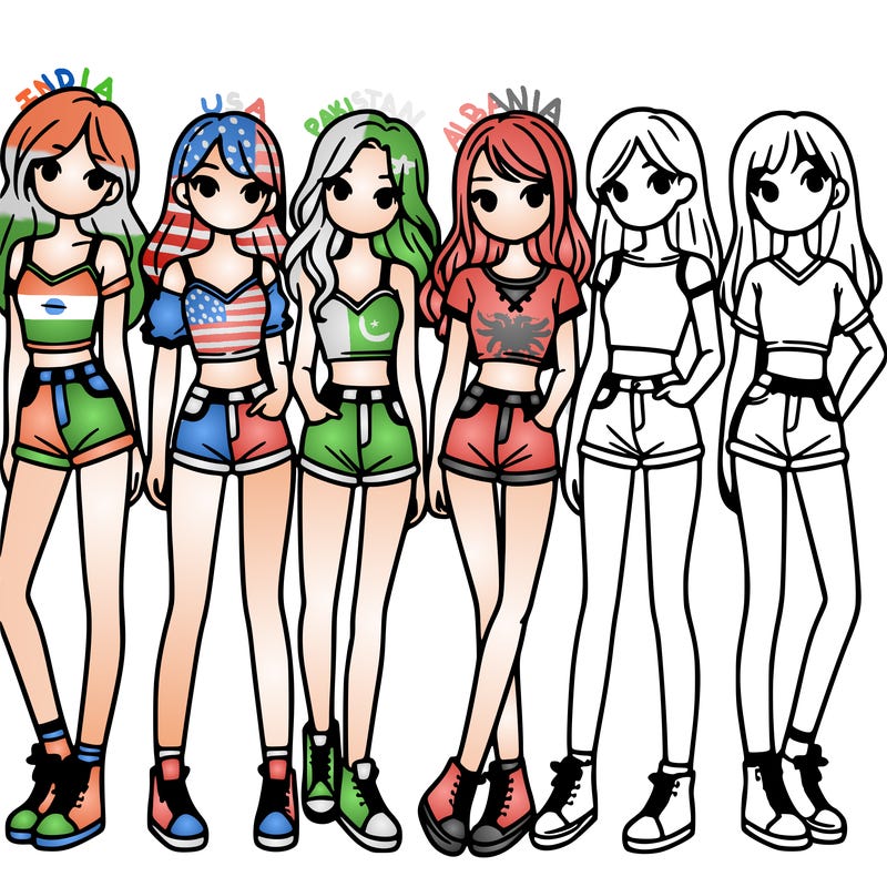 a group of girls wearing crop tops and shorts