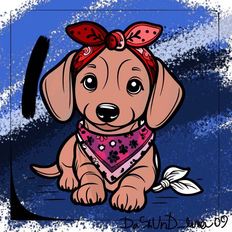 puppy mini dachshund wearing a bandana