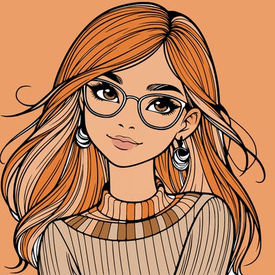 realistic girl with glasses