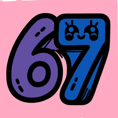 the numbers 67