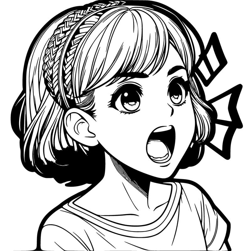 a realistic girl shouting