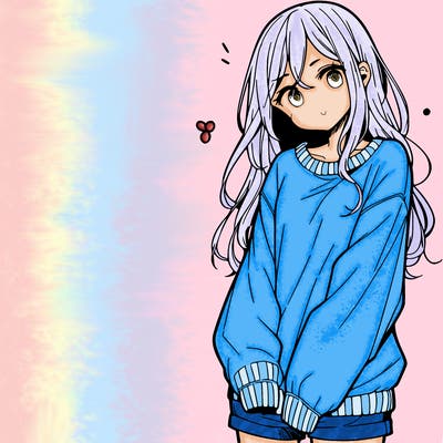 manga teen girl  in a sweater and baggy pants