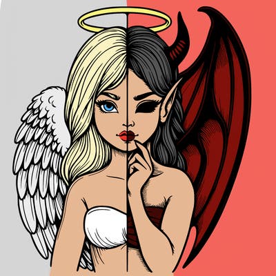 realistic angel half demon