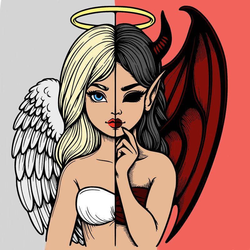 realistic angel half demon