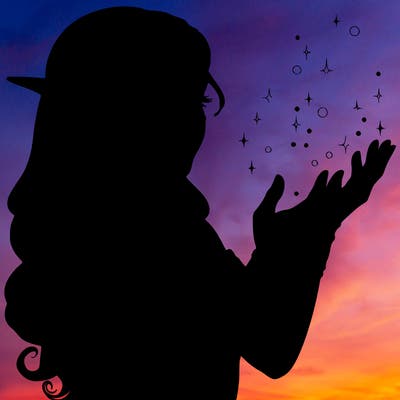 realistic elf girl doing magic