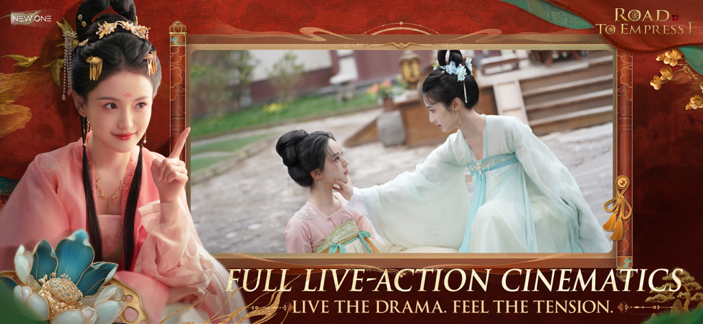 Road to Empress I - Two women in traditional Chinese Hanfu performing a dramatic live-action scene from the game Road to Empress I.