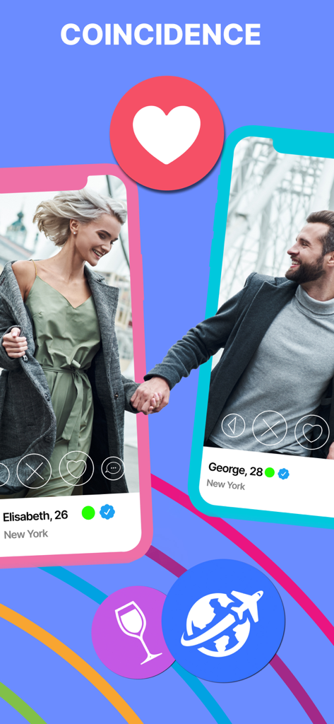 Wamba dating app screen showing a coincidence match between two users in New York