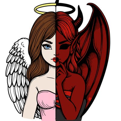 realistic angel half demon