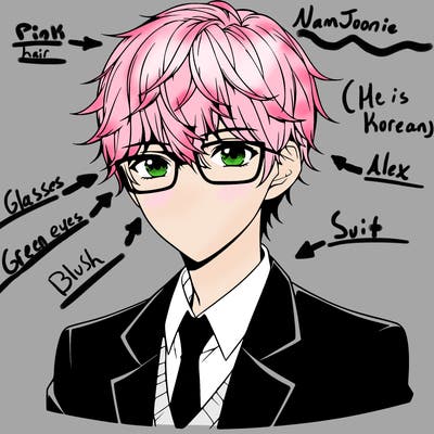 anime boy with glasses and a suit realistic