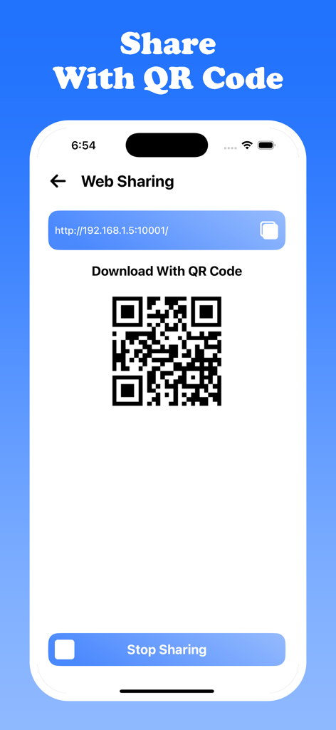 SHARE Lite - Fast File Share - SHARE Lite interface for sharing files via QR code and web link