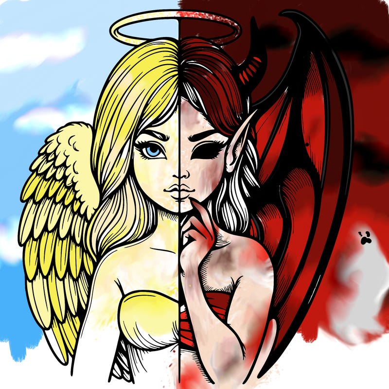 realistic angel half demon