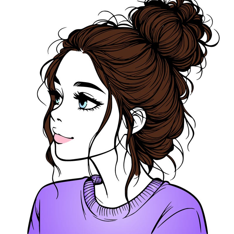 a realistic girl with a messy bun