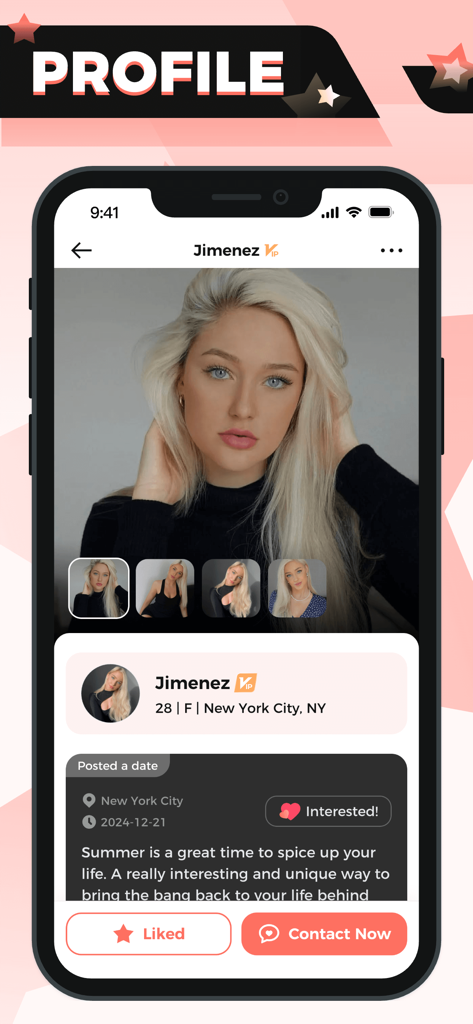 Profile view of a female user on the KinkLife dating app