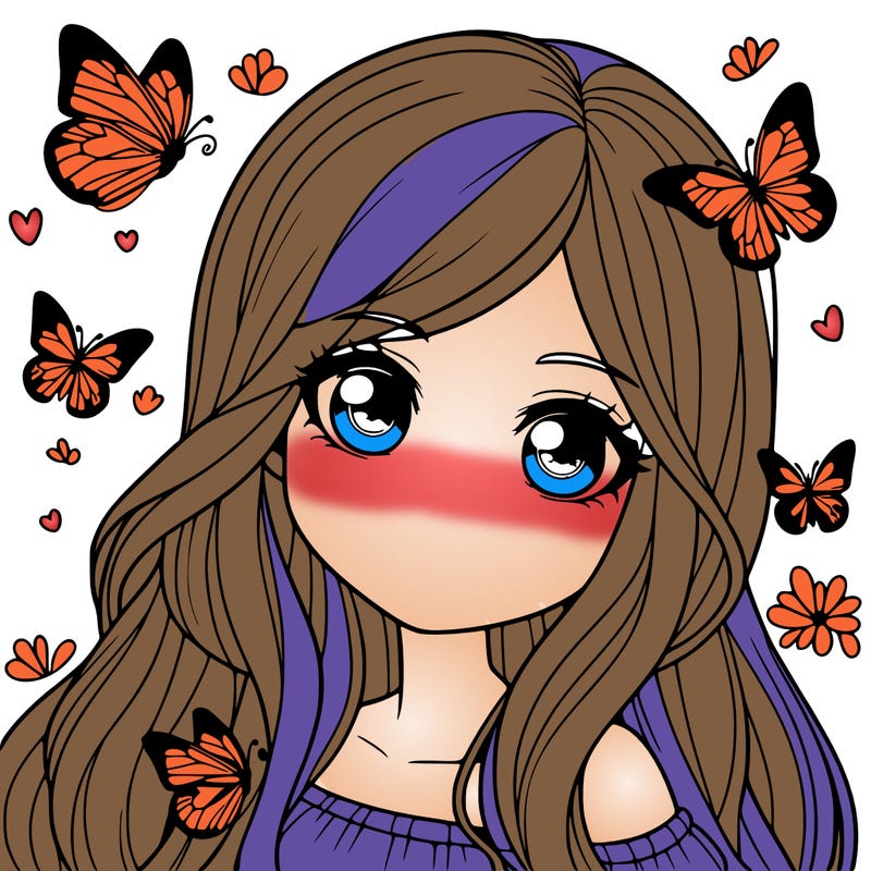 realistic girl with butterflies around her