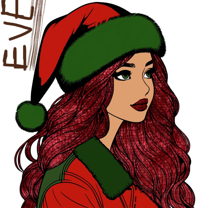 realistic girl in santa hat