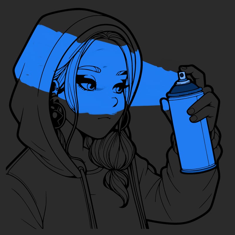 a realistic girl, spray painting