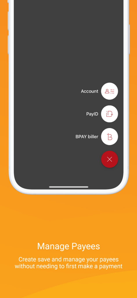 Queensland Country Banking - Mobile interface for managing payees and billers in the Queensland Country Banking app.