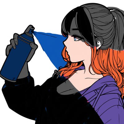 a realistic girl spray, painting
