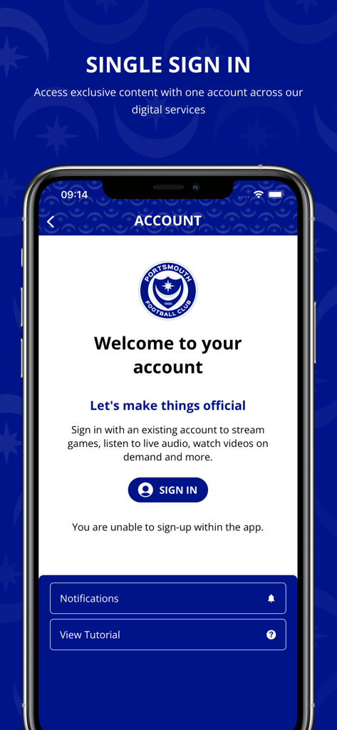 Portsmouth FC - The account sign in page for the Portsmouth FC official mobile application