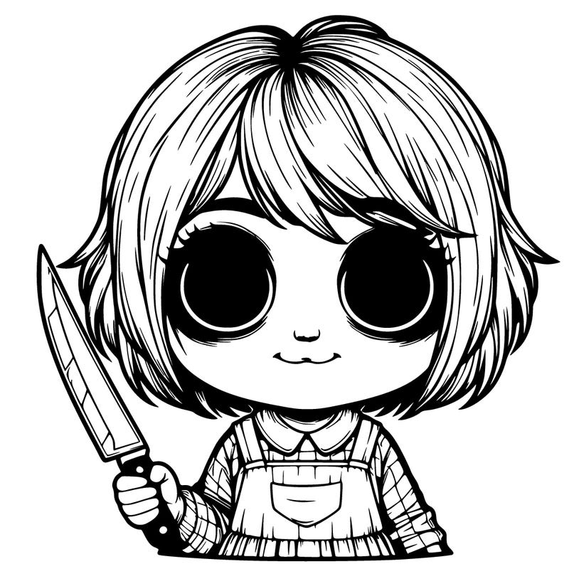 realistic cute horror  girl 🔪