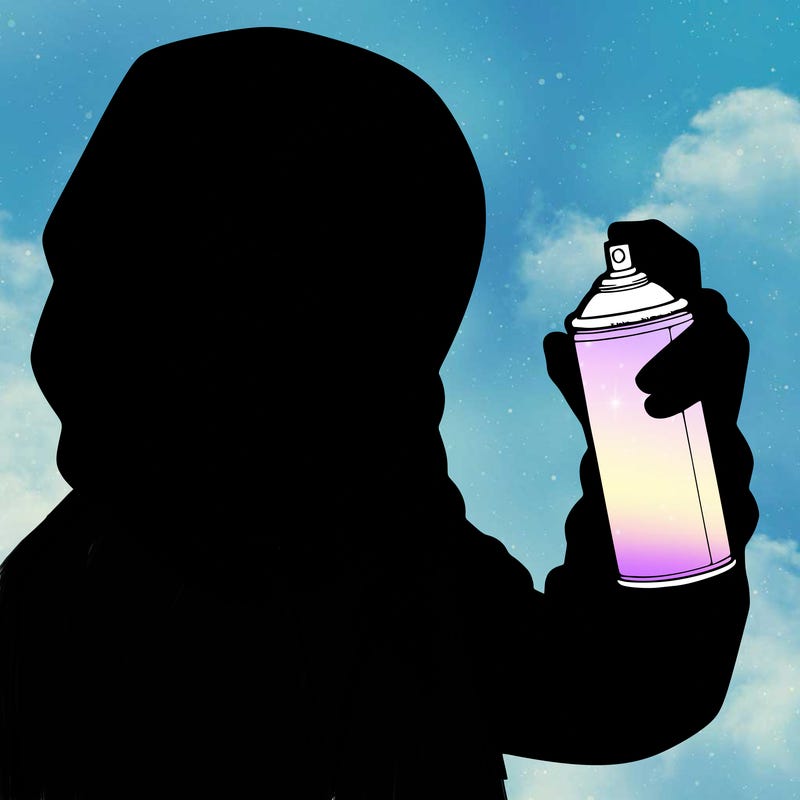 a realistic girl, spray painting